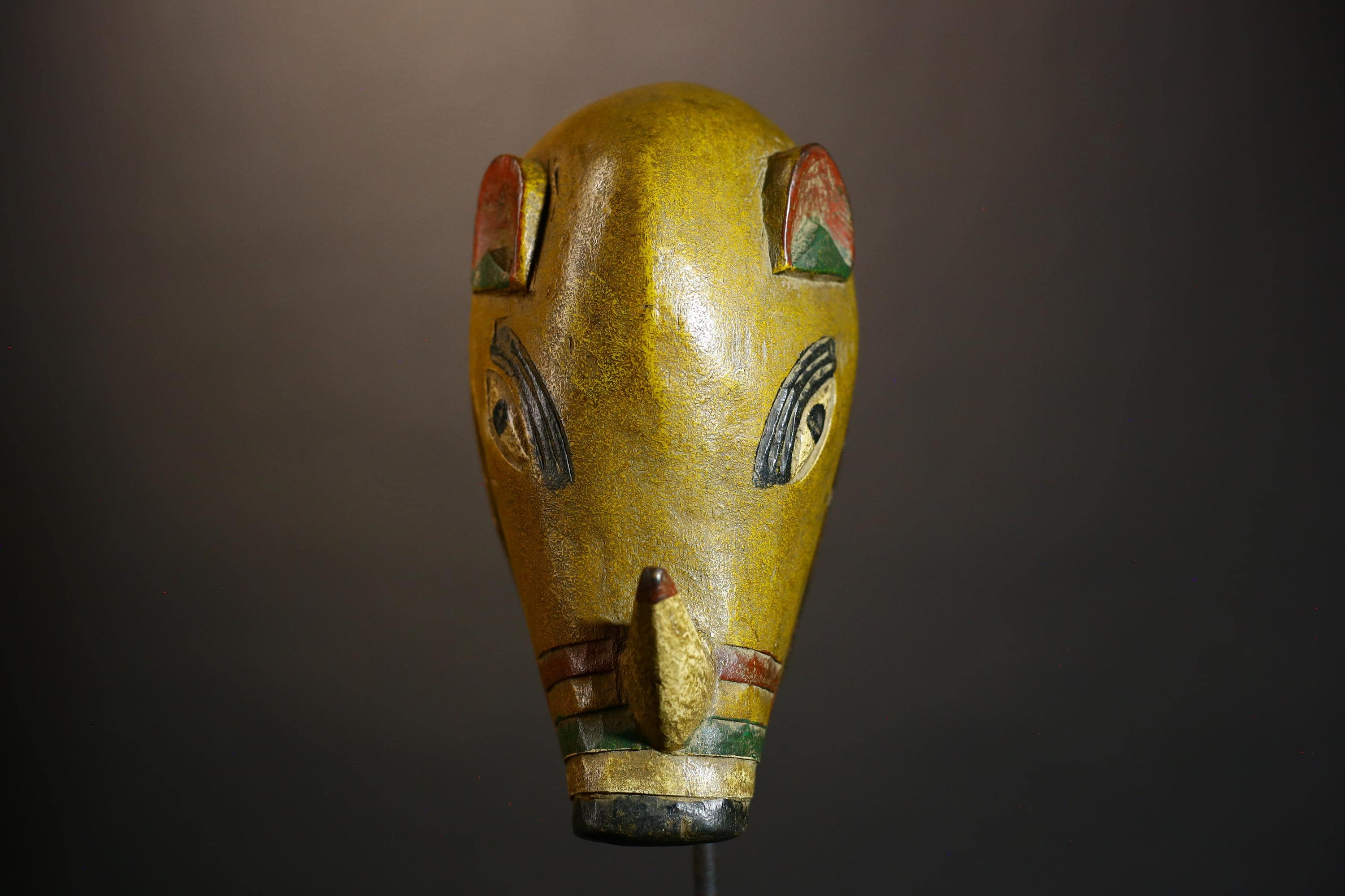 African Handmade Mask from Cameroon | Babanki Tribe Rhinoceros Design | Authentic Tribal Art Sculpture | Unique Wooden Wall Decor-G4720