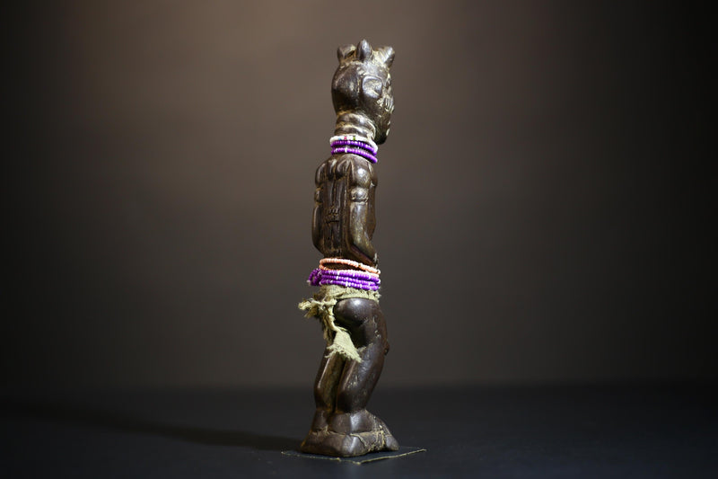 African Koulango Statue from Burkina Faso | Hand Carved Wood Figure | Unique Tribal Art Display | Ethnic Home Decor Accent-G4717