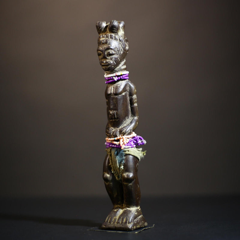 African Koulango Statue from Burkina Faso | Hand Carved Wood Figure | Unique Tribal Art Display | Ethnic Home Decor Accent-G4717