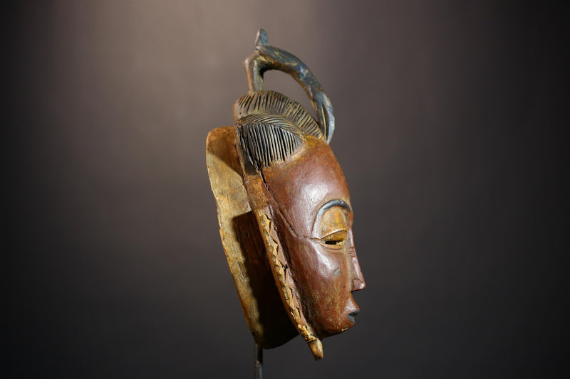 African Vintage Baule Mask | Handcrafted Tribal Art | Ethnic Wall Decor | Unique Artisan Piece | Cultural Home Accent | Tribal Mask-G4848