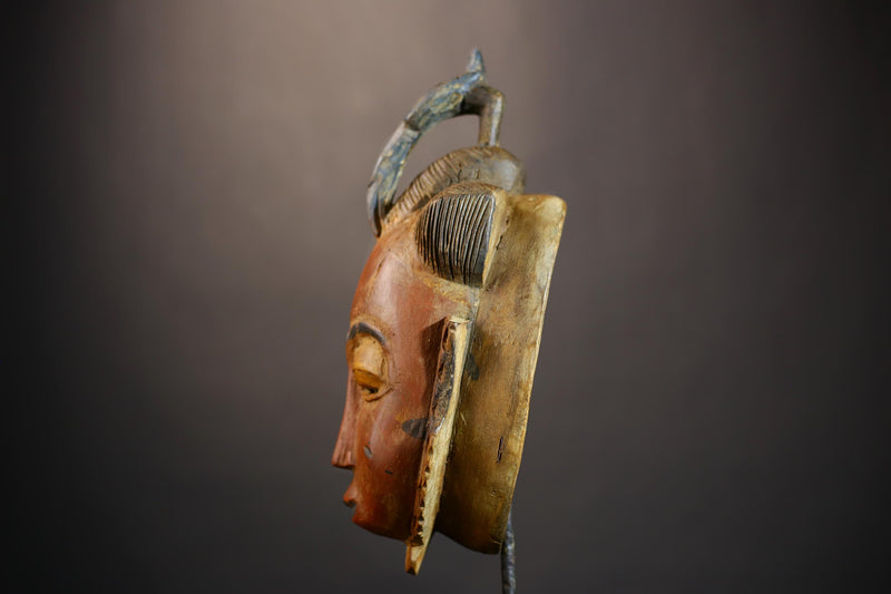African Vintage Baule Mask | Handcrafted Tribal Art | Ethnic Wall Decor | Unique Artisan Piece | Cultural Home Accent | Tribal Mask-G4848