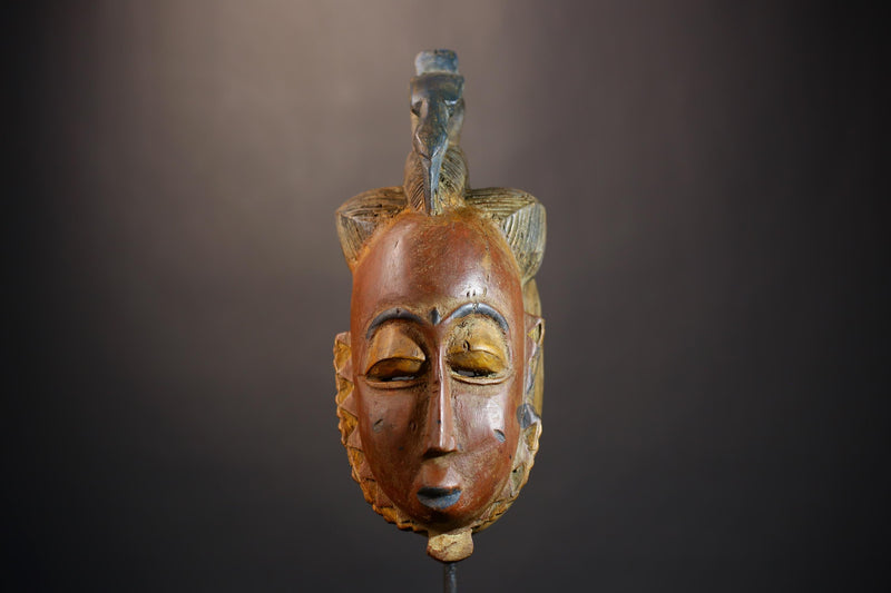 African Vintage Baule Mask | Handcrafted Tribal Art | Ethnic Wall Decor | Unique Artisan Piece | Cultural Home Accent | Tribal Mask-G4848