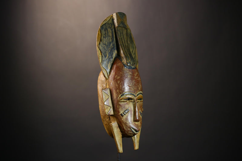 African Bete Guro Mask | Authentic Tribal Art | Handcrafted Wooden Face | Ethnic Wall Decor | Traditional African Artifact-G4840