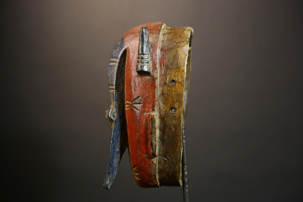 African Tribal Elephant Nose Masks | Unique Wooden Face Art | Decorative Home Decor for Cultural Accent and Wall Display-G4722