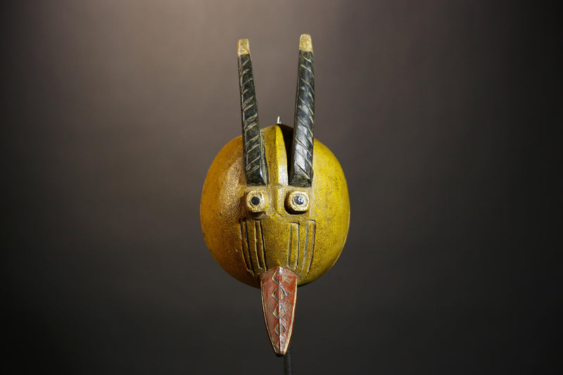 African Tribal Molo Bobo Masks | Unique Wooden Helmet Face Art | Decorative Home Decor for Ethnic Wall Display and Cultural Accent-G4721