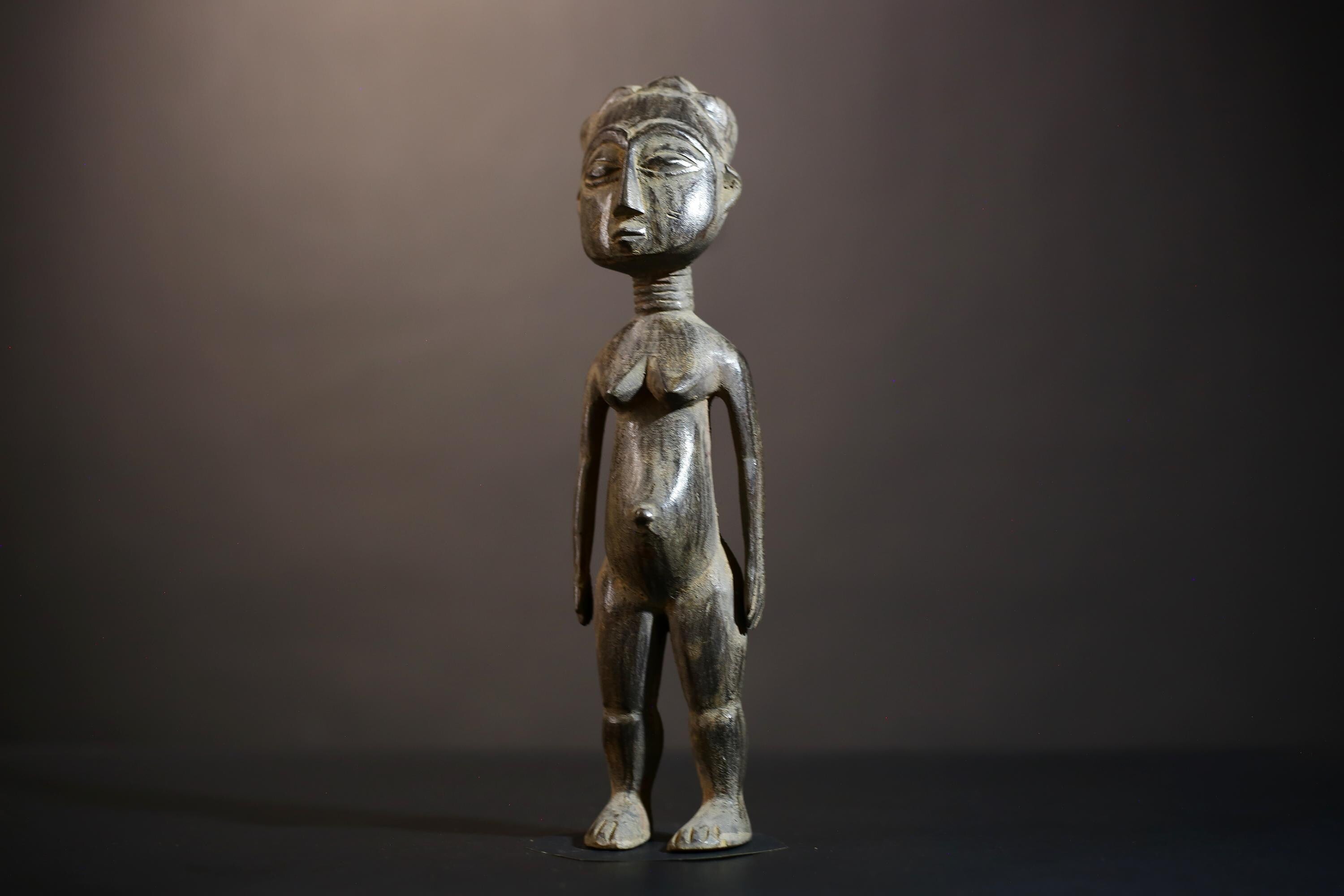 African Authentic Luba Statue Art Piece | Unique Black Woman Figurine | Cultural Home Decor | Ethnic Decorative Accent-G4854