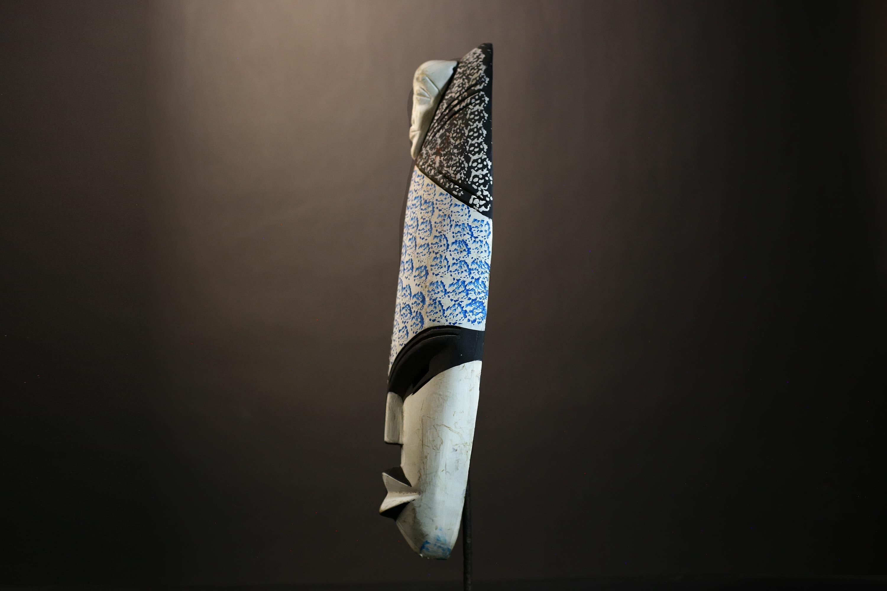 African Mask Mid Century | Hand Carved Tribal Art from Ghana | Decorative Collectible Masks for Unique Home Decor Enthusiasts-6138