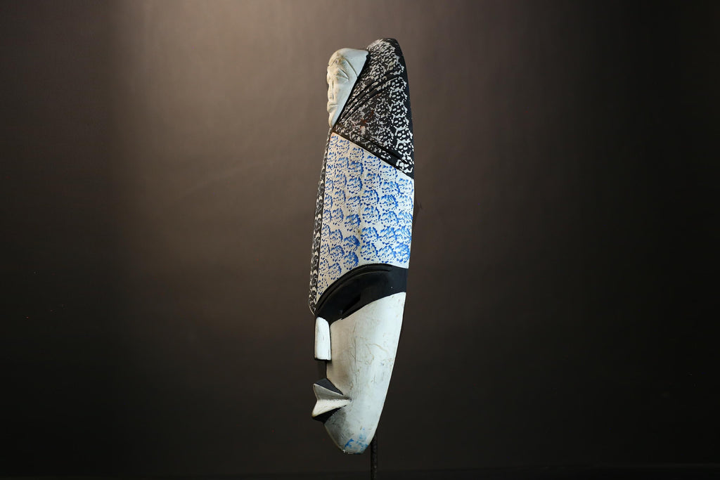 African Mask Mid Century | Hand Carved Tribal Art from Ghana | Decorative Collectible Masks for Unique Home Decor Enthusiasts-6138