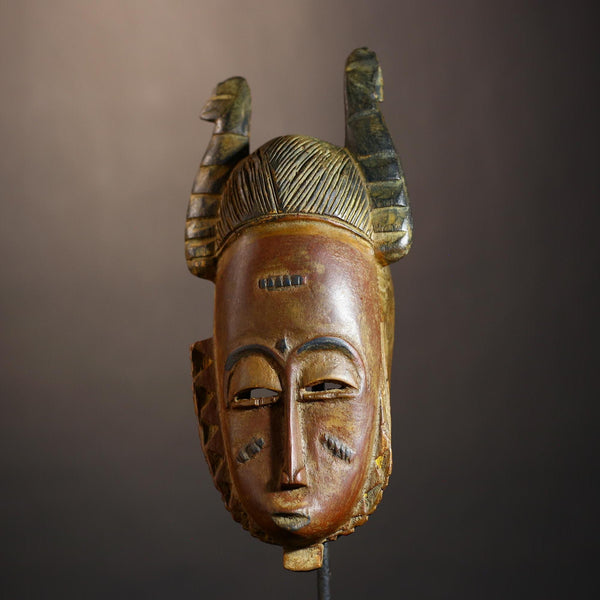 African Vintage Mask | Baule Tribe Art | Hand-Carved Wooden | Tribal Wall Mask | Home Decor Accent | Ethnic Art Piece Decoration  -G4859