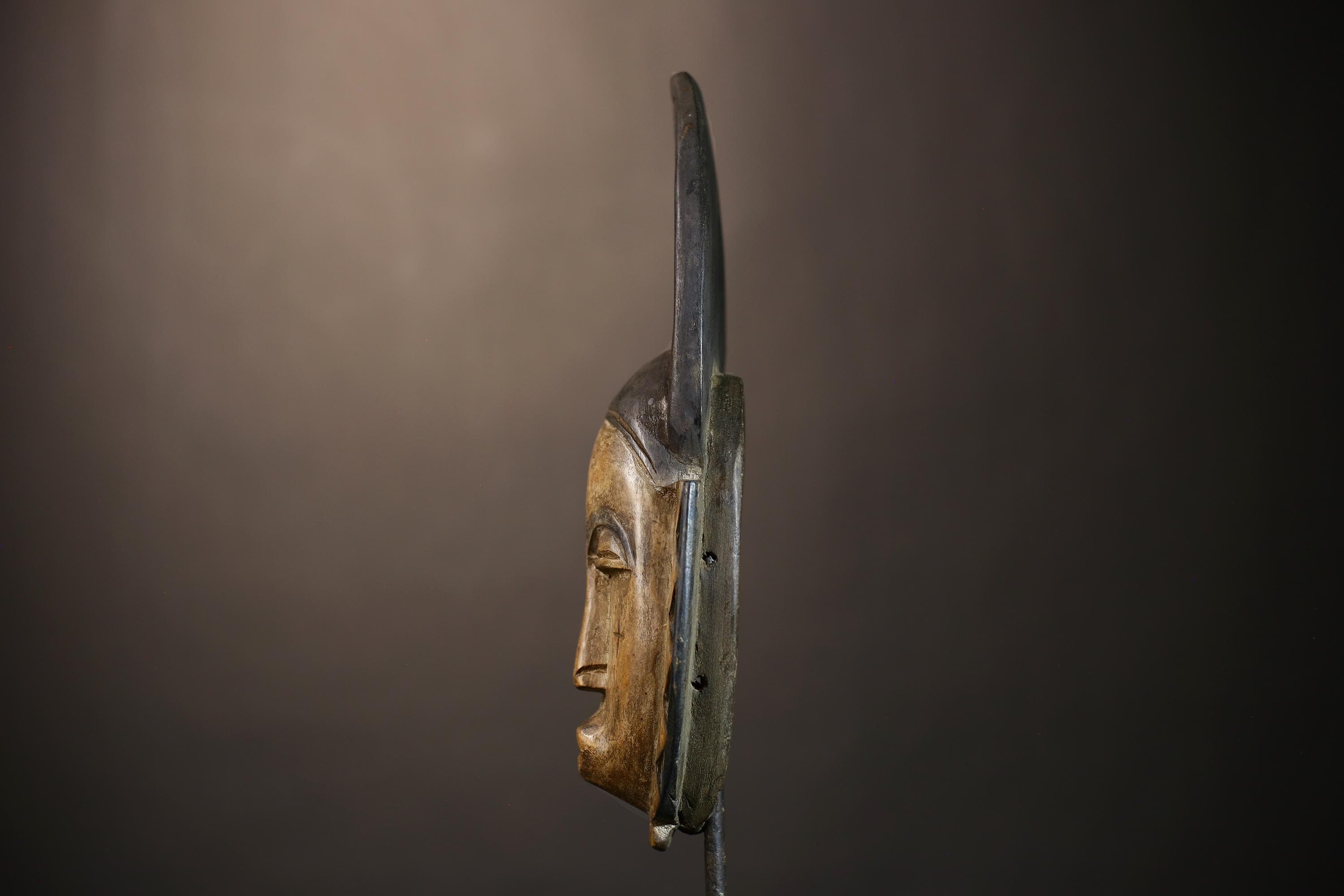 African Vintage Baule Mask Hand-Carved Wooden Wall Art Tribal Decor-G4858
