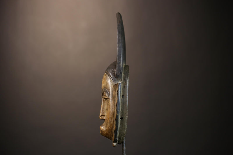 African Vintage Baule Mask Hand-Carved Wooden Wall Art Tribal Decor-G4858