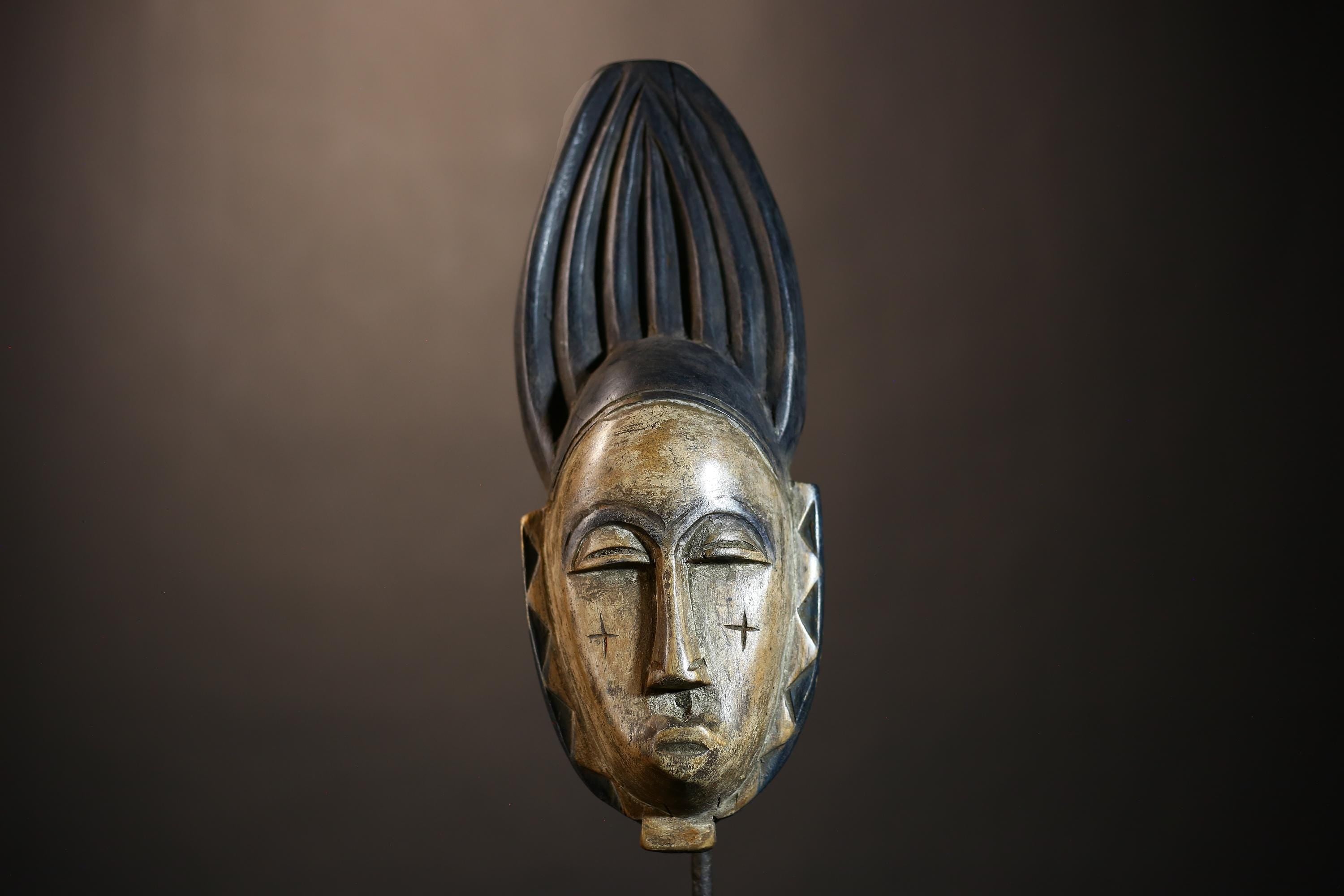 African Vintage Baule Mask Hand-Carved Wooden Wall Art Tribal Decor-G4858