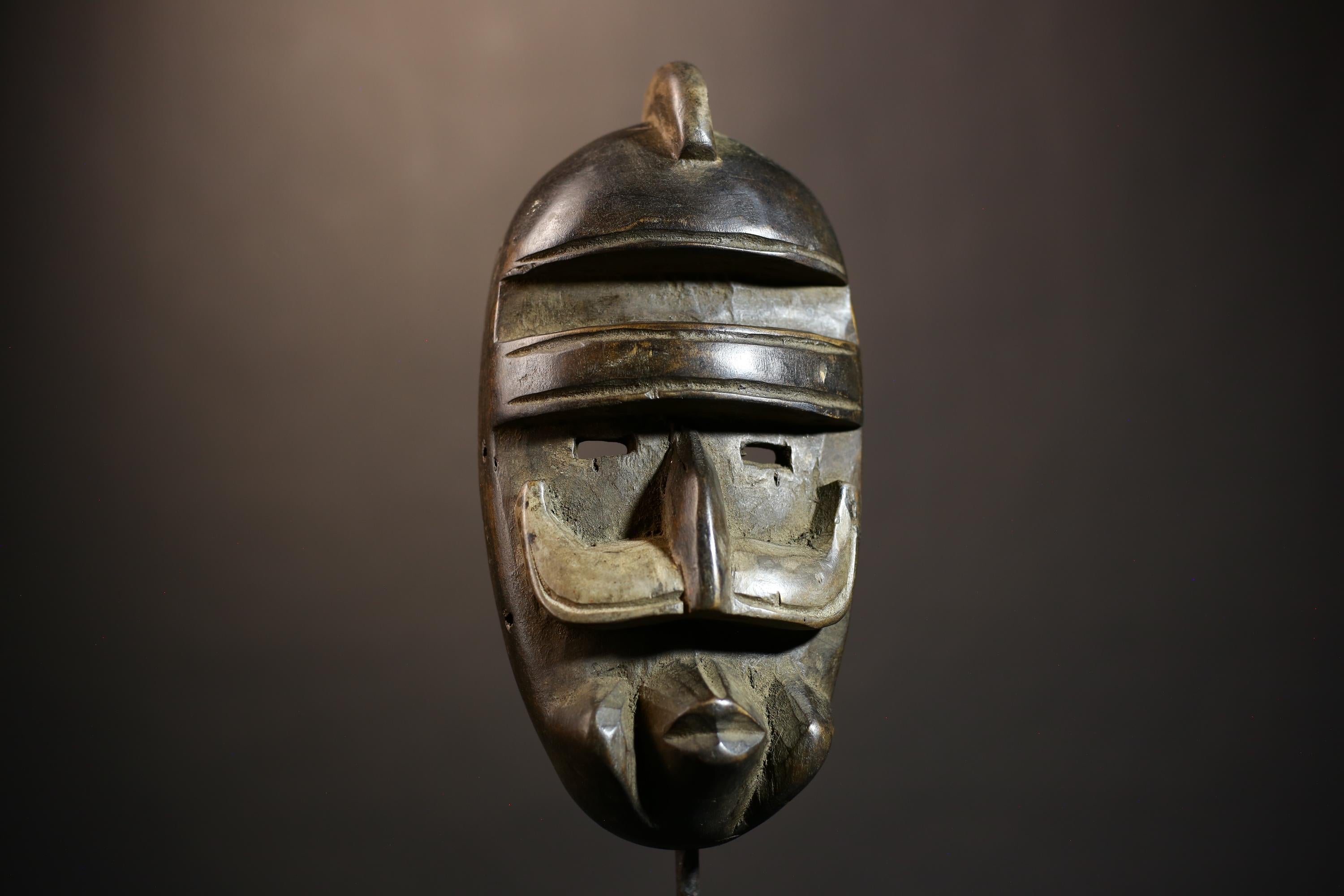 African Vintage Dan Mask | Hand-Carved Wooden Face | Tribal Wall Art Decor | Unique Ethnic Mask | Cultural Home Decoration Piece-G4863