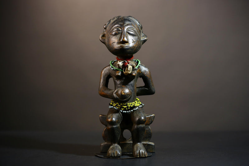 African Hemba Ancestor Figure | Authentic Congo Art | Tribal Singiti Sculpture | Handmade Ethnic Decor | Collectible African Heritage -G4877