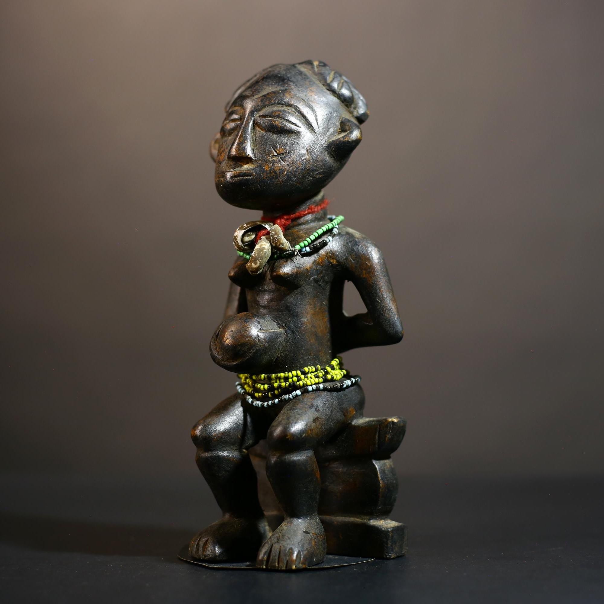 African Hemba Ancestor Figure | Authentic Congo Art | Tribal Singiti Sculpture | Handmade Ethnic Decor | Collectible African Heritage -G4877