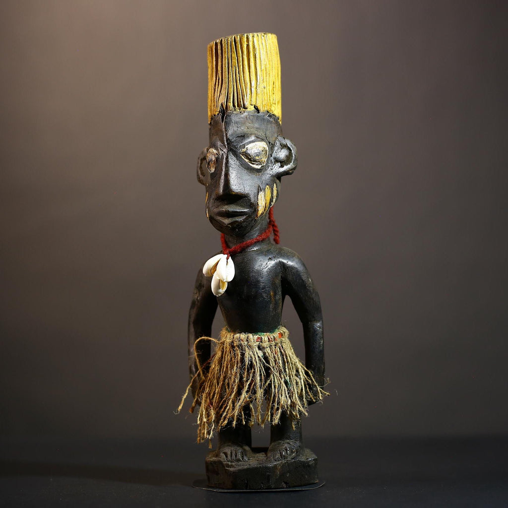 African Yoruba Male Ibeji Twin Figure | Saki Style Oyo Art | Unique Collectible Sculpture | Handmade Nigerian Decor | Yoruba Twins -G4874
