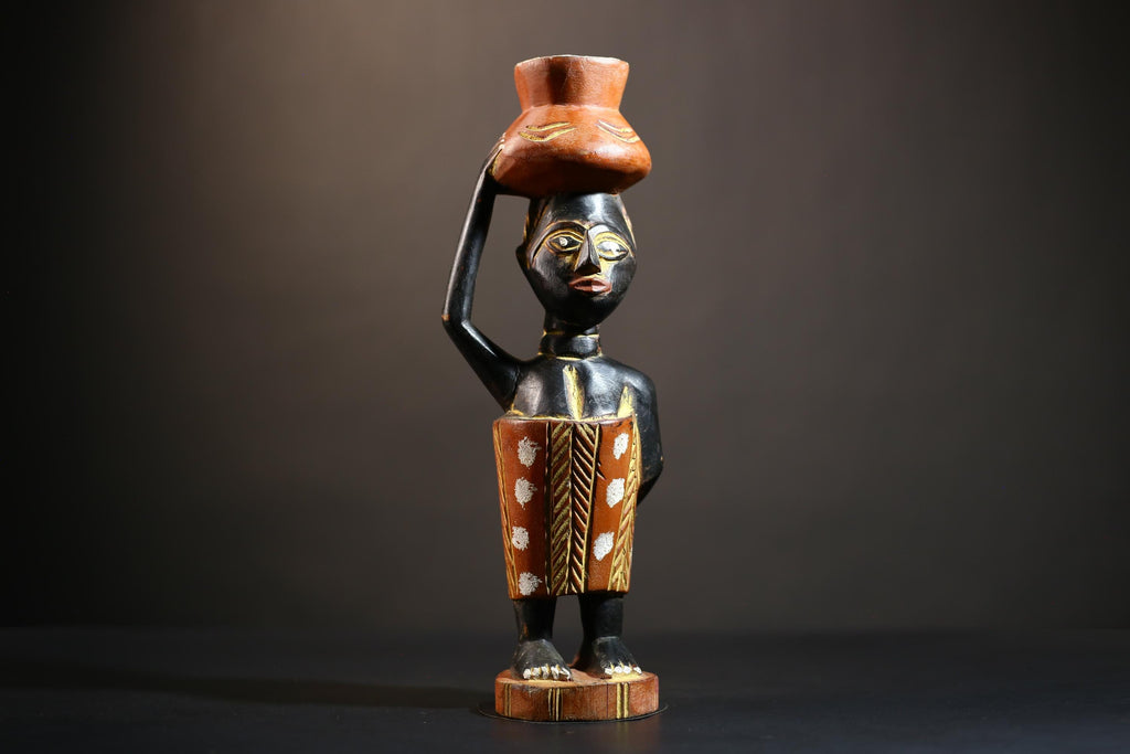 African Cote d'Ivoire Colonial Figure | Unique Handmade Tribal Art Piece | Authentic Cultural Sculpture | Ethnic Figurine Decor-G4872