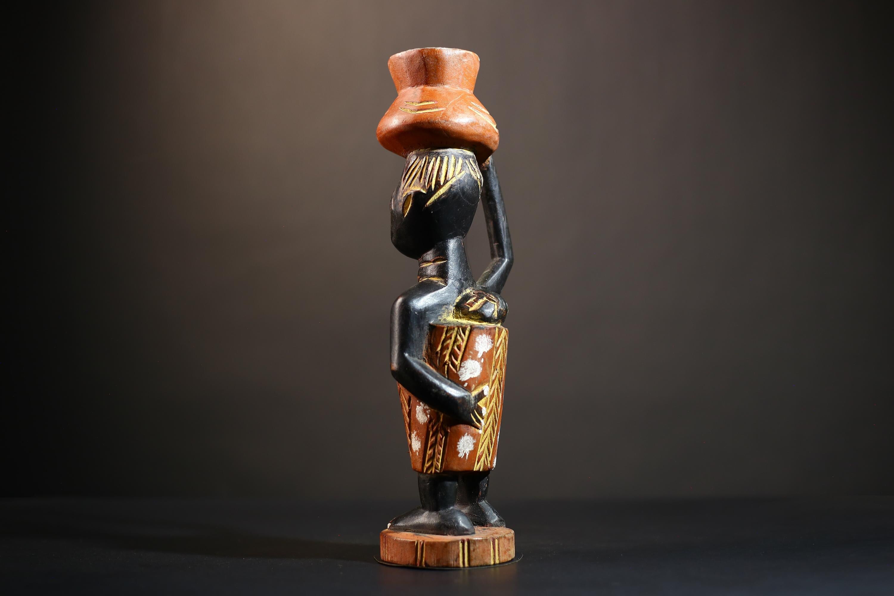 African Cote d'Ivoire Colonial Figure | Unique Handmade Tribal Art Piece | Authentic Cultural Sculpture | Ethnic Figurine Decor-G4872