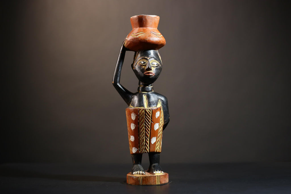 African Cote d'Ivoire Colonial Figure | Unique Handmade Tribal Art Piece | Authentic Cultural Sculpture | Ethnic Figurine Decor-G4872