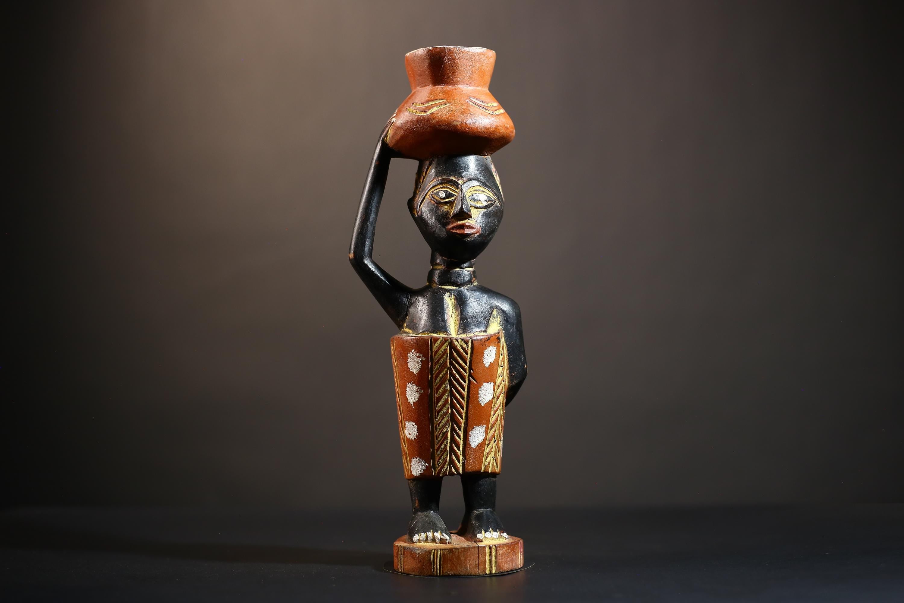African Cote d'Ivoire Colonial Figure | Unique Handmade Tribal Art Piece | Authentic Cultural Sculpture | Ethnic Figurine Decor-G4872