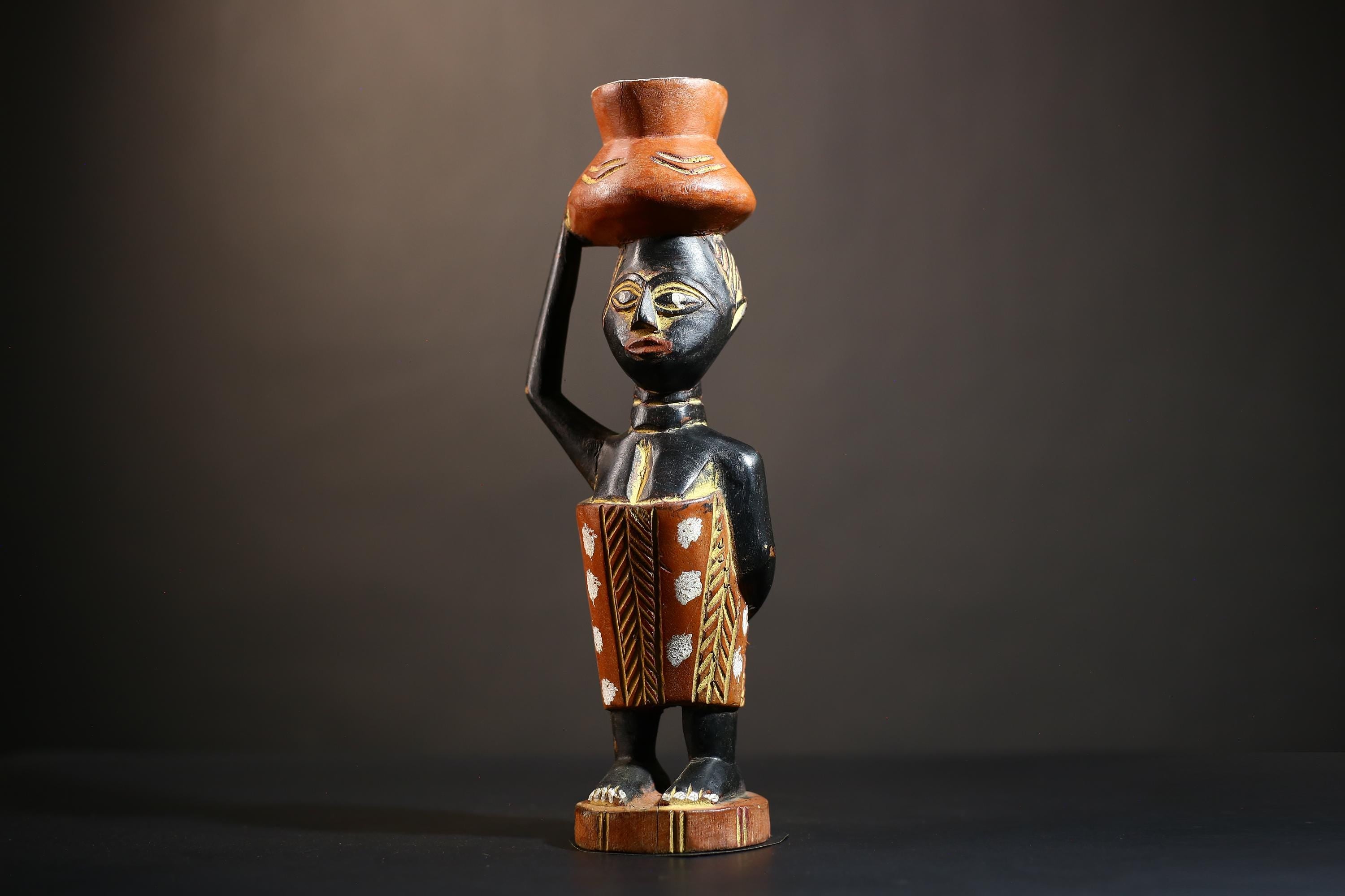 African Cote d'Ivoire Colonial Figure | Unique Handmade Tribal Art Piece | Authentic Cultural Sculpture | Ethnic Figurine Decor-G4872