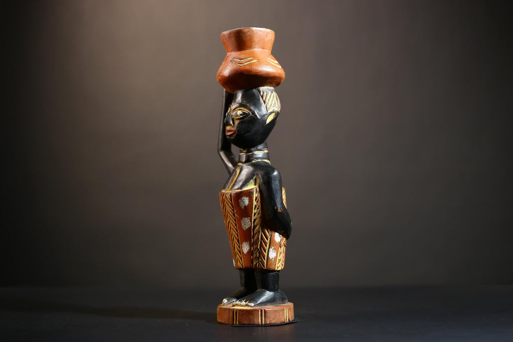 African Cote d'Ivoire Colonial Figure | Unique Handmade Tribal Art Piece | Authentic Cultural Sculpture | Ethnic Figurine Decor-G4872