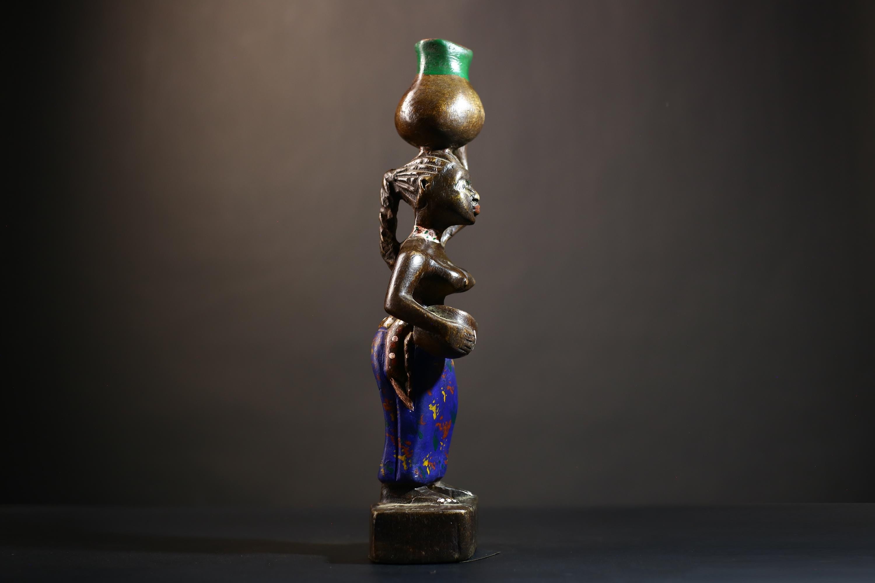 African Cote d'Ivoire Colonial Figure | Tribal Art Handcrafted Collectible |Cultural Sculpture | Authentic Ethnic Decor | Figurine Art-G4871