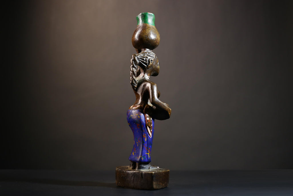 African Cote d'Ivoire Colonial Figure | Tribal Art Handcrafted Collectible |Cultural Sculpture | Authentic Ethnic Decor | Figurine Art-G4871