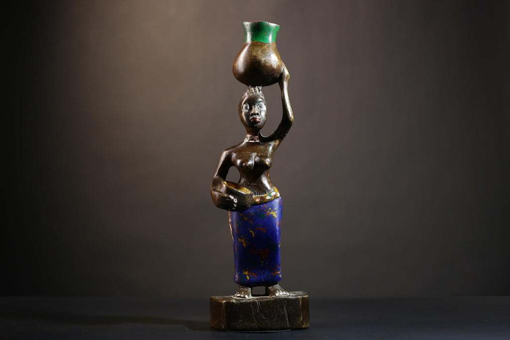 African Cote d'Ivoire Colonial Figure | Tribal Art Handcrafted Collectible |Cultural Sculpture | Authentic Ethnic Decor | Figurine Art-G4871