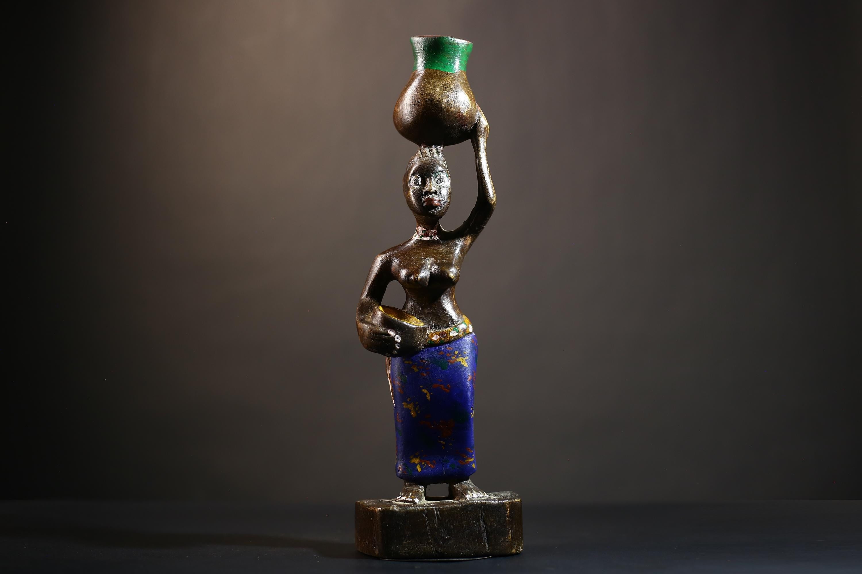 African Cote d'Ivoire Colonial Figure | Tribal Art Handcrafted Collectible |Cultural Sculpture | Authentic Ethnic Decor | Figurine Art-G4871
