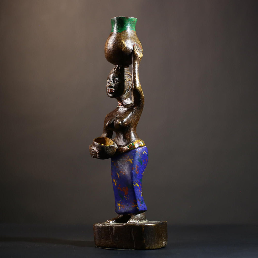 African Cote d'Ivoire Colonial Figure | Tribal Art Handcrafted Collectible |Cultural Sculpture | Authentic Ethnic Decor | Figurine Art-G4871