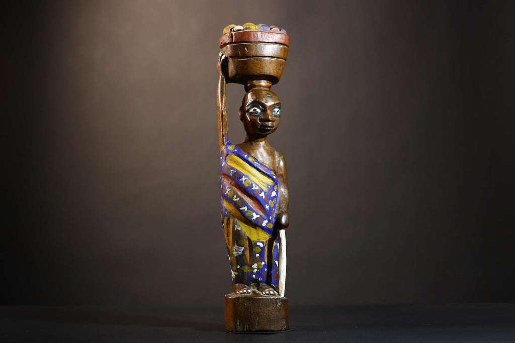 African Cote d'Ivoire Colonial Figure | Unique Tribal Art Collectible Decor | Authentic Handcrafted Sculpture | Cultural Figurine -G4870