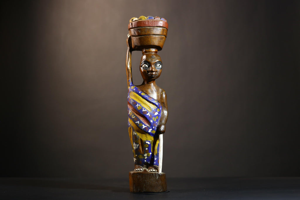 African Cote d'Ivoire Colonial Figure | Unique Tribal Art Collectible Decor | Authentic Handcrafted Sculpture | Cultural Figurine -G4870