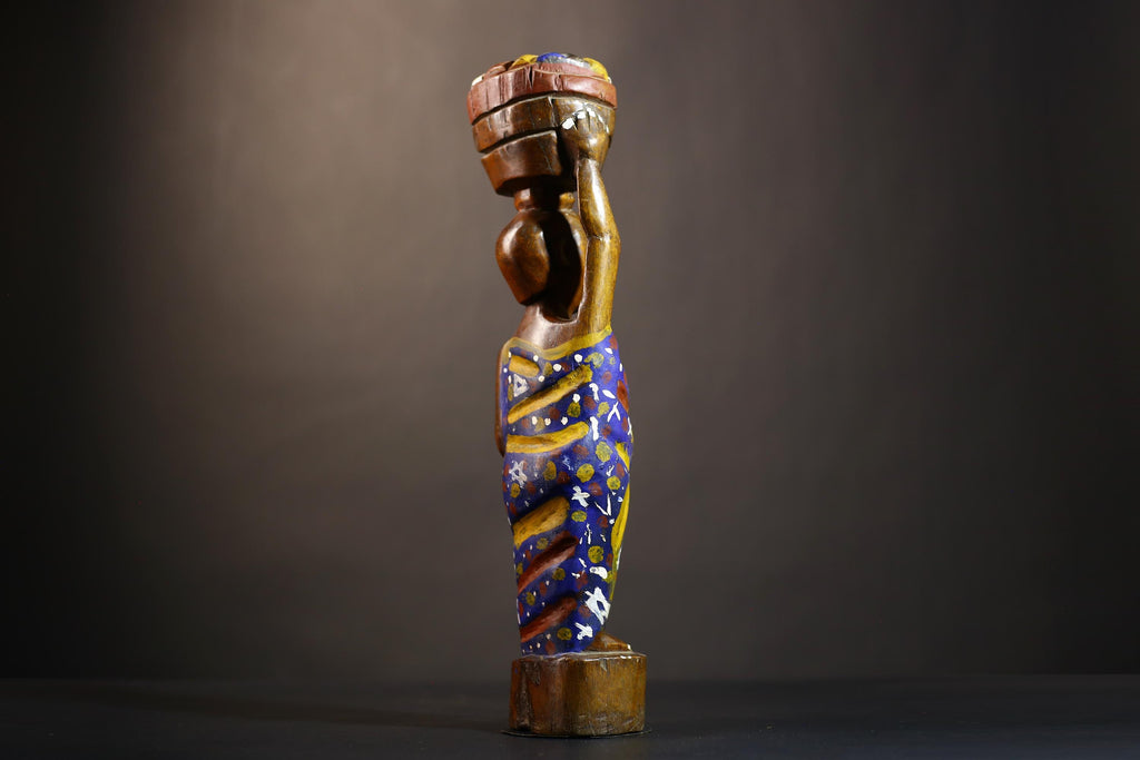 African Cote d'Ivoire Colonial Figure | Unique Tribal Art Collectible Decor | Authentic Handcrafted Sculpture | Cultural Figurine -G4870