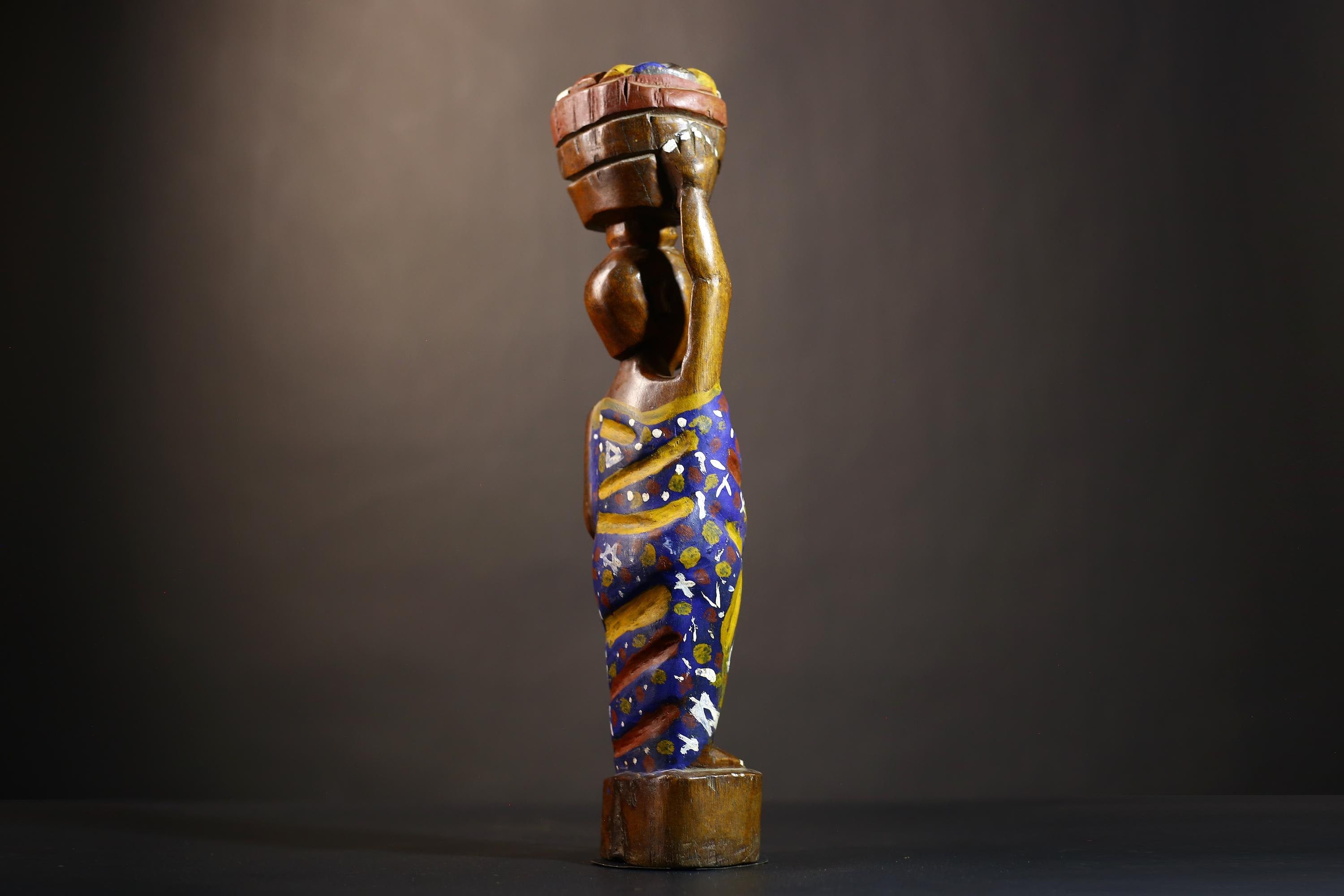 African Cote d'Ivoire Colonial Figure | Unique Tribal Art Collectible Decor | Authentic Handcrafted Sculpture | Cultural Figurine -G4870