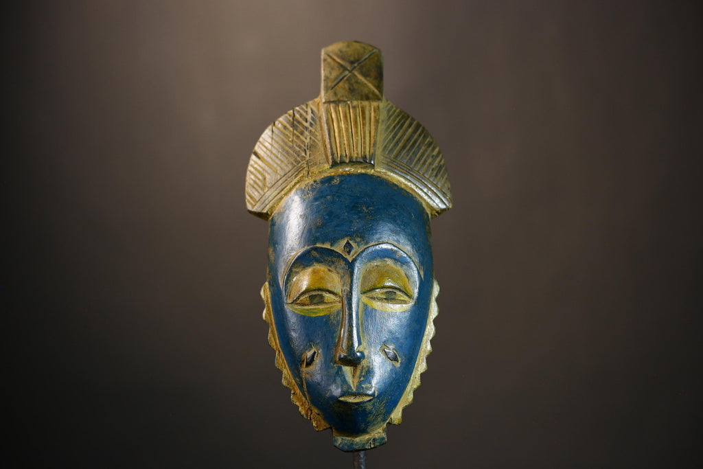 African Hand Carved Baule Wooden Mask Wall Hanging | Unique Tribal Art | Ethnic Decor for Home | Collectible Cultural Piece-9235