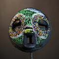 African Recycled Plastic Beaded Ghana Bakota Mask Hand Carved Wall Art | Unique Ethnic Decor | Colorful Cultural Art Piece-7960