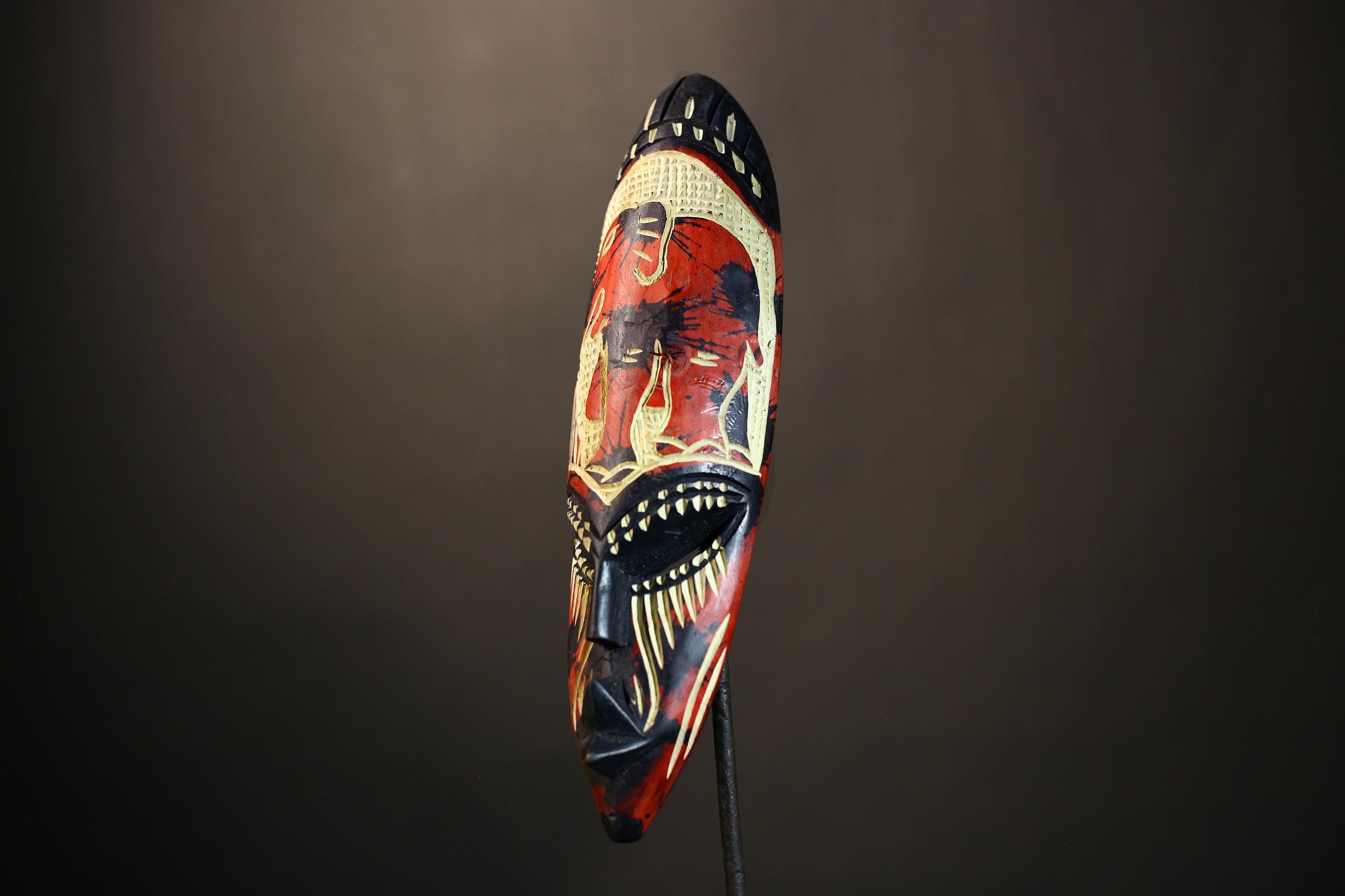 African Hand Carved Neem Mask Wall Art | Unique Decorative Wall Hanging | Tribal Home Decor | Artisan Crafted Cultural Art-7961