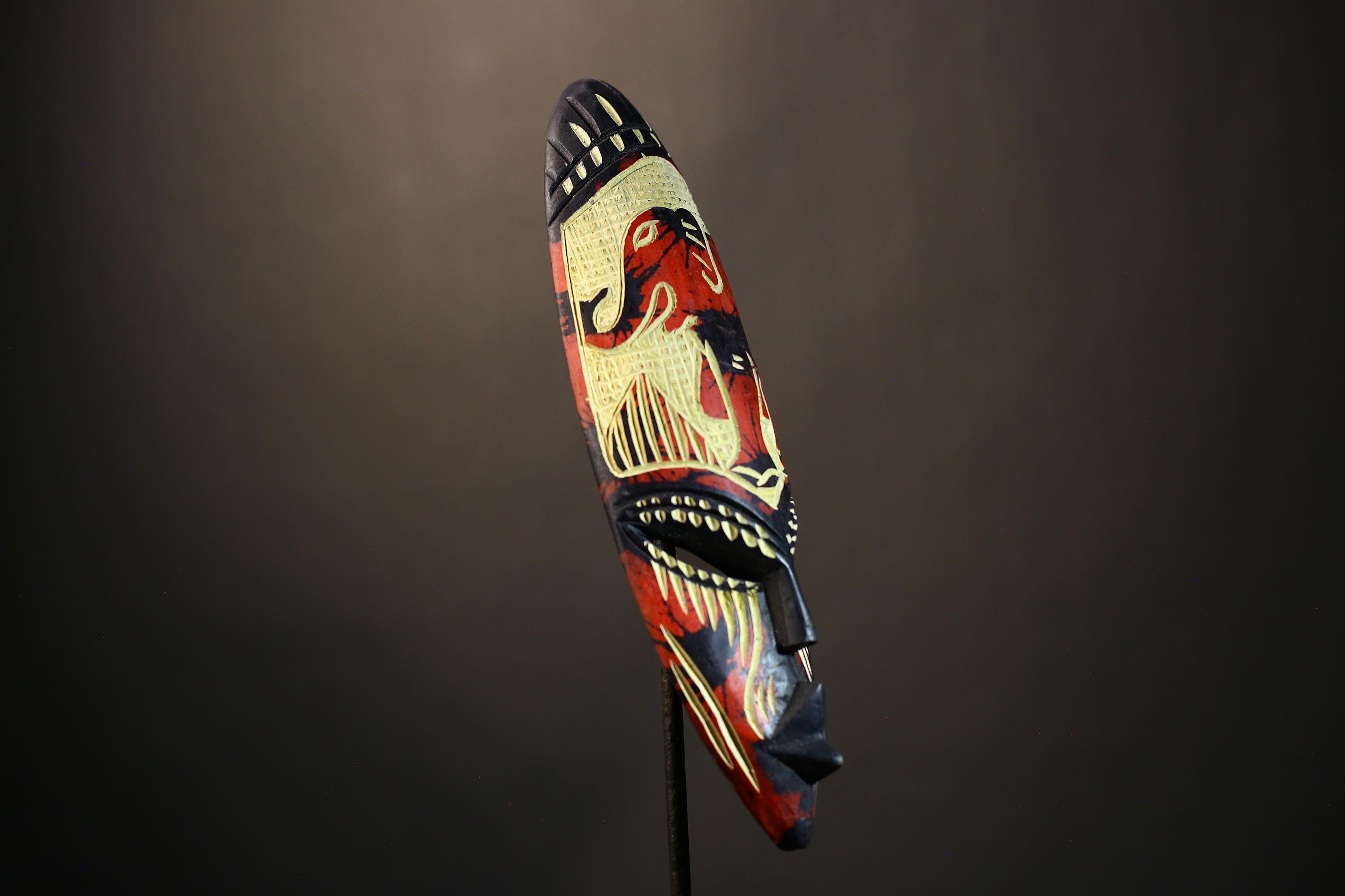 African Hand Carved Neem Mask Wall Art | Unique Decorative Wall Hanging | Tribal Home Decor | Artisan Crafted Cultural Art-7961