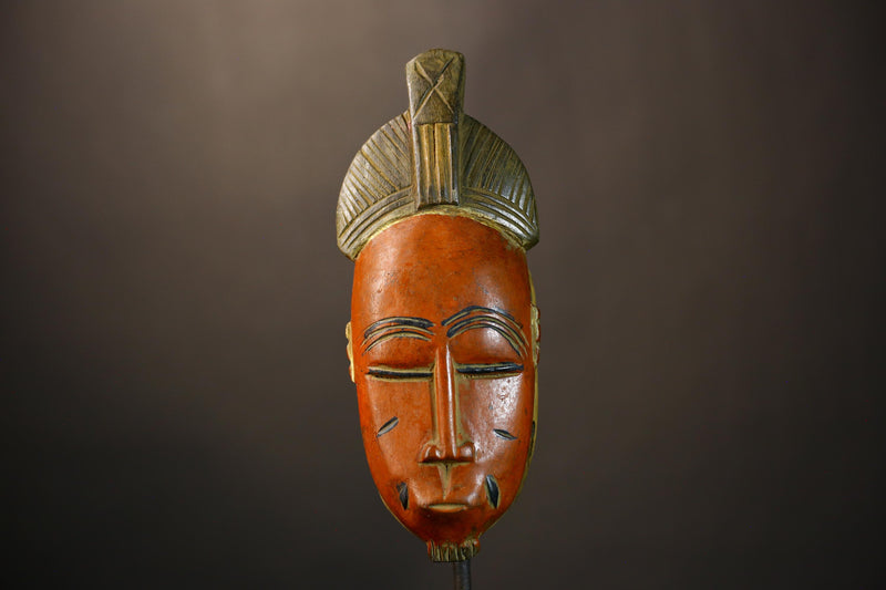 African Hand Carved Red Guro Mask Wooden Wall Hanging | Unique Tribal Art | Ethnic Home Decor | Artisan Crafted Cultural Piece-8590