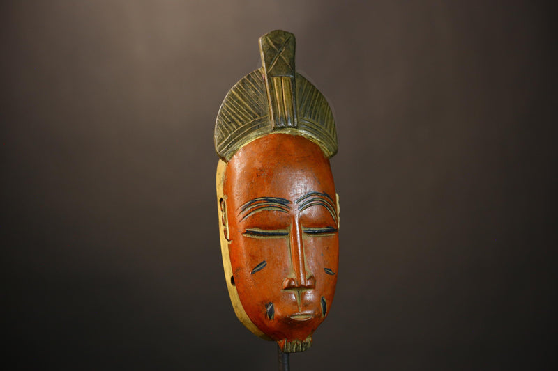 African Hand Carved Red Guro Mask Wooden Wall Hanging | Unique Tribal Art | Ethnic Home Decor | Artisan Crafted Cultural Piece-8590