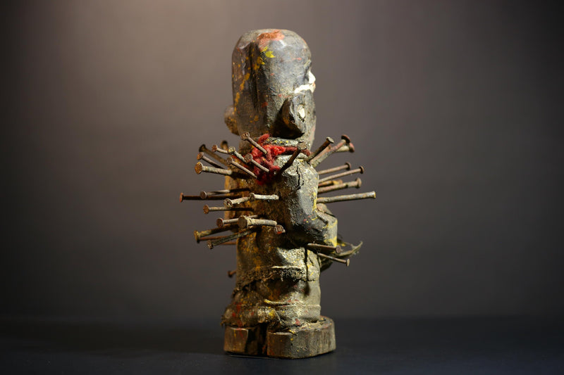 Africa Nkisi Nkondi Statue | Voodoo Sculpture Decor | Unique Tribal Art | Vintage Collectible | Handmade Figurine | Ethnic Home Accent-G4884
