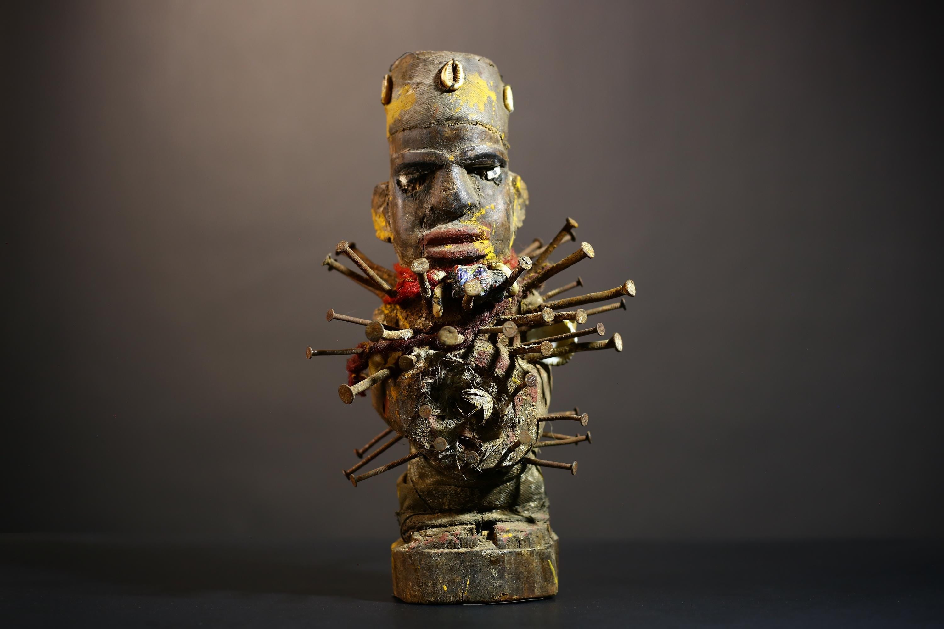 Africa Nkisi Nkondi Statue | Voodoo Sculpture Decor | Unique Tribal Art | Vintage Collectible | Handmade Figurine | Ethnic Home Accent-G4883