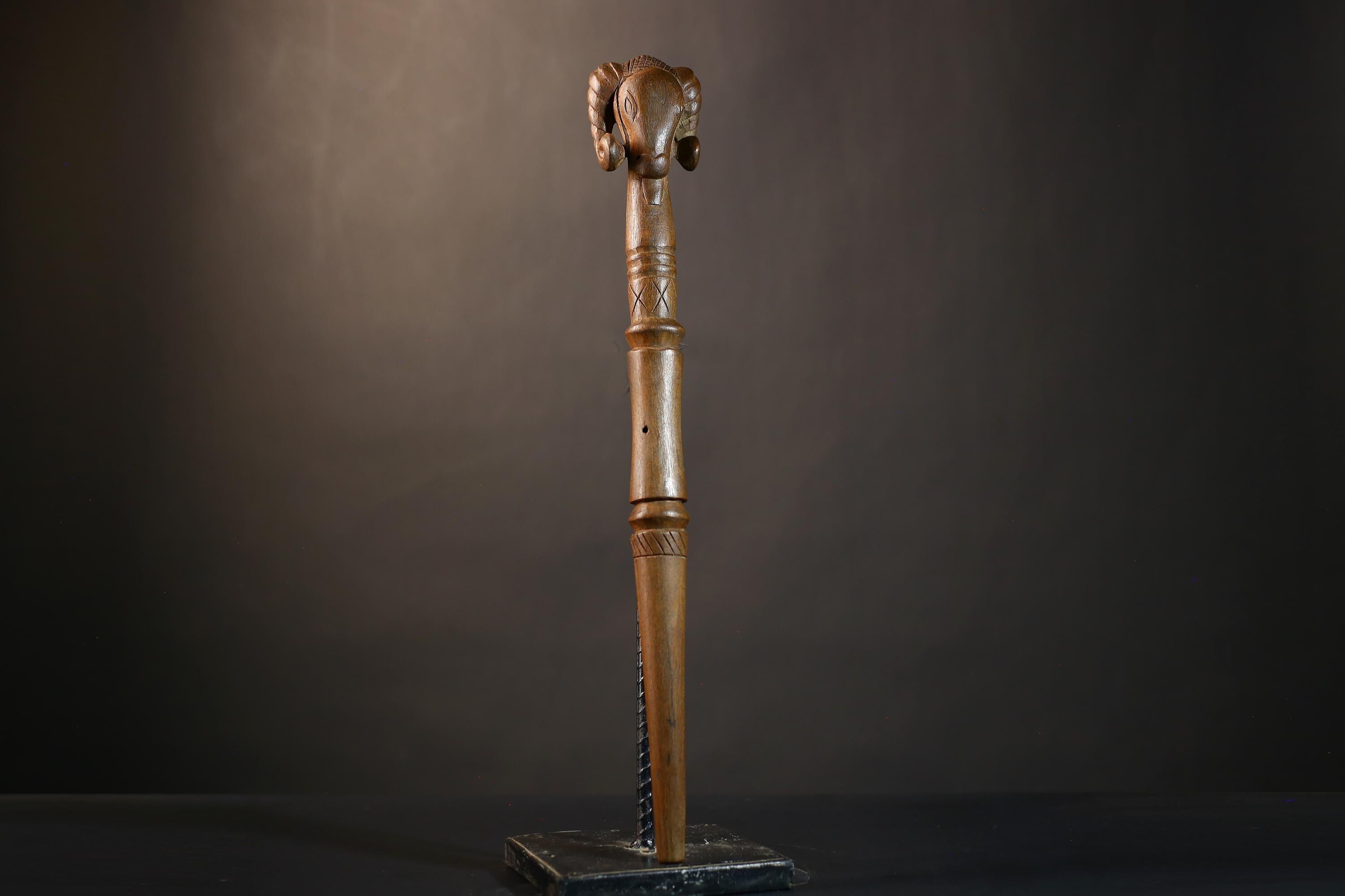 African Walking Stick | Handcrafted Art | Unique Decor | Intricate Wooden Carvings | Antique Collectible | Gifts for Him-G4880