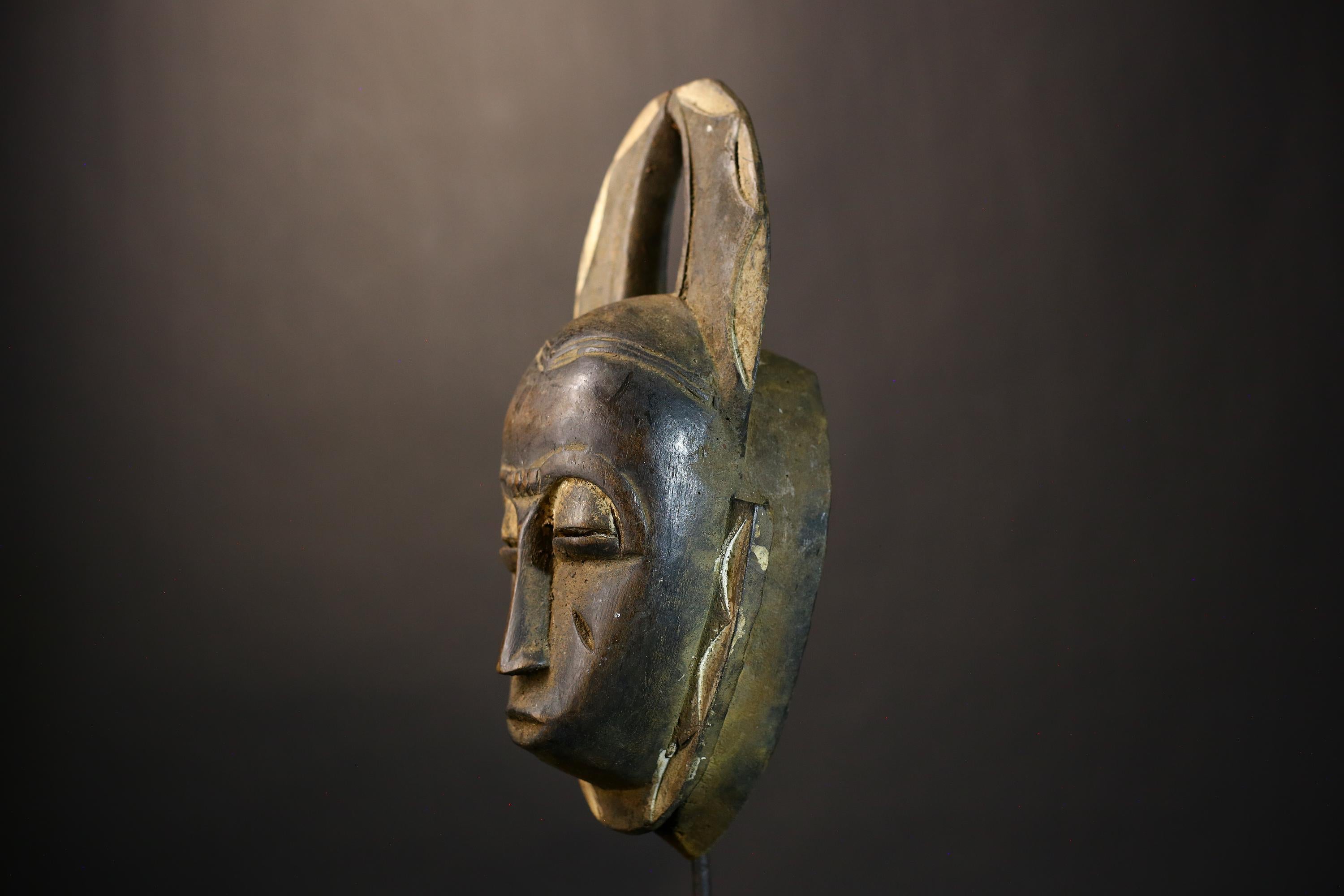 African Hand Carved Vintage Wall Mask from Baule Tribe | Unique Artisan Decor | Authentic African Art Piece for Home-4575