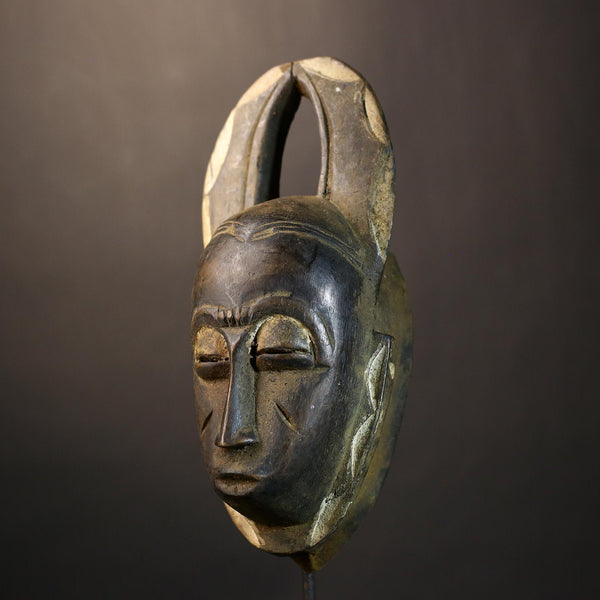 African Hand Carved Vintage Wall Mask from Baule Tribe | Unique Artisan Decor | Authentic African Art Piece for Home-4575