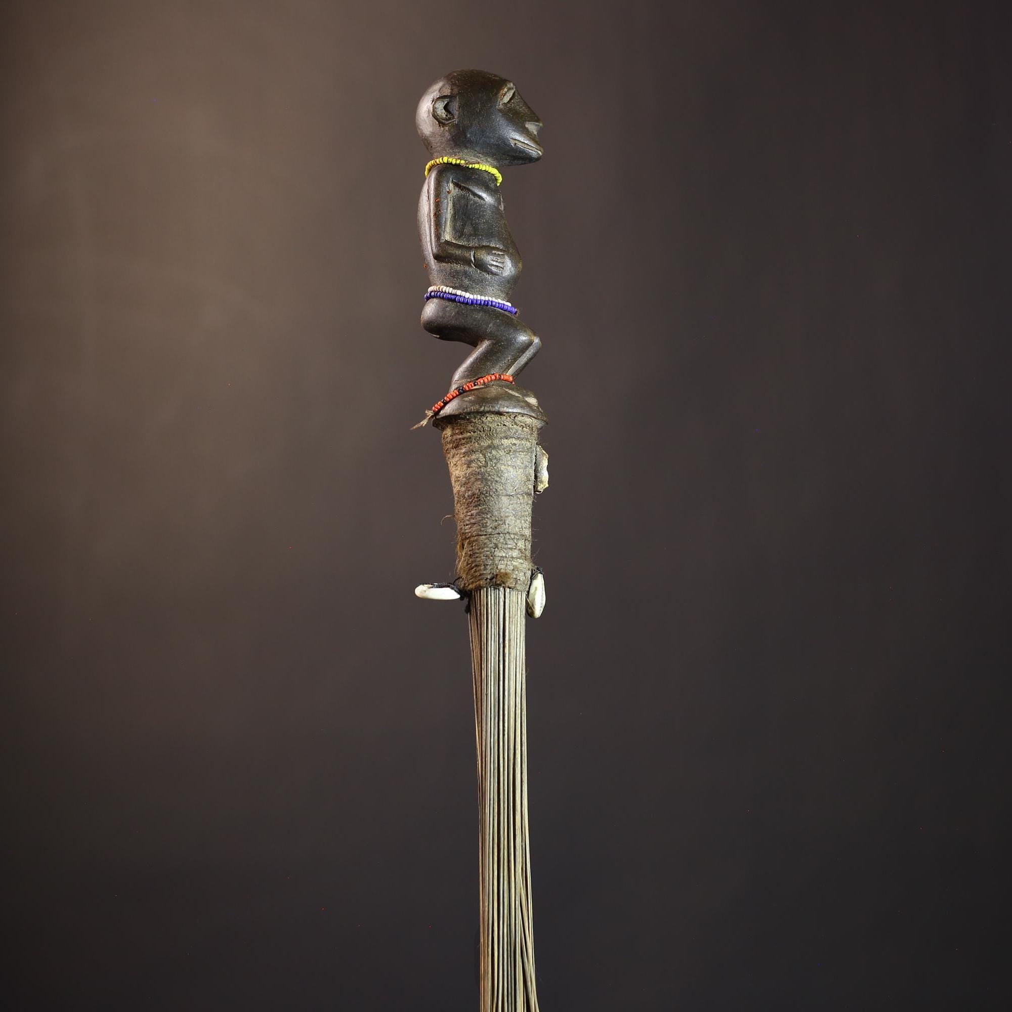 African Handmade Fly Whisk | Unique Tribal Design | Decorative Wall Art | Authentic African Decor | Traditional Home Accent | Cultural-G4891