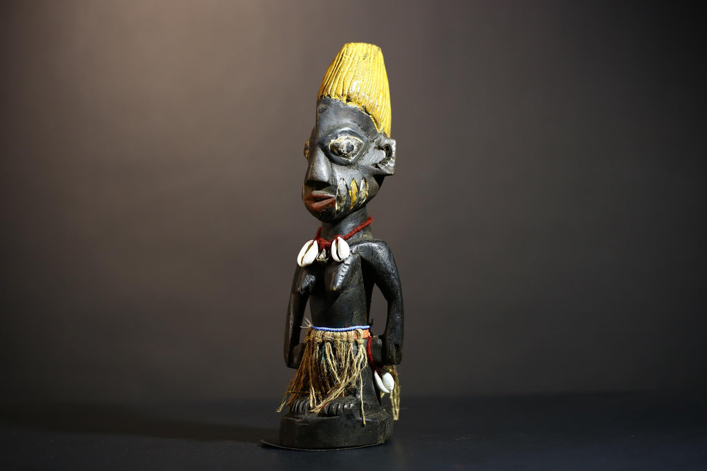 African Yoruba Figures Sculpture | Handmade Tribal Art | Nigeria Decorative Piece | Unique Collectible | Ethnic Home Décor | Craft-G4887