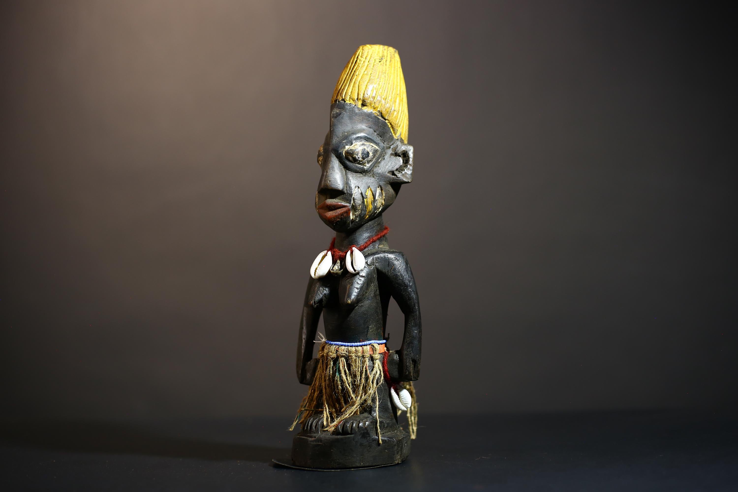African Yoruba Figures Sculpture | Handmade Tribal Art | Nigeria Decorative Piece | Unique Collectible | Ethnic Home Décor | Craft-G4887