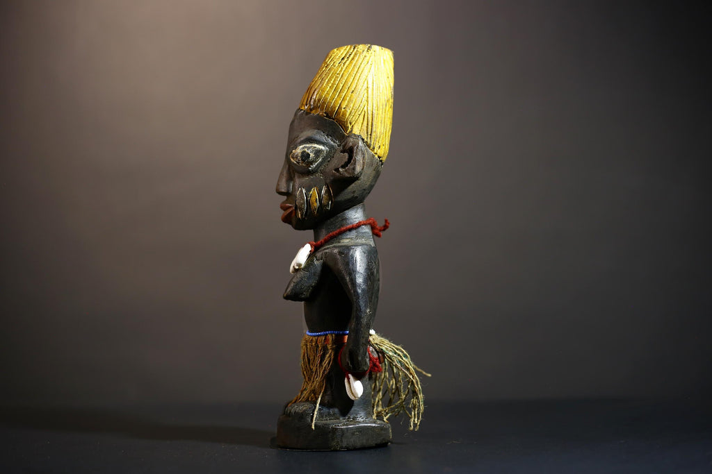 African Yoruba Figures Sculpture | Handmade Tribal Art | Nigeria Decorative Piece | Unique Collectible | Ethnic Home Décor | Craft-G4887